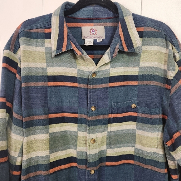 Territory Ahead Mens Long Sleeve Flannel Shirt Size XL Tall Blue Plaid Button Up - Picture 4 of 8